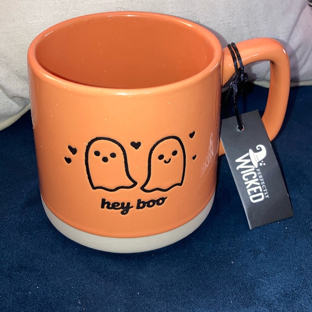 Perfectly Wicked Stoneware “Hey Boo” Ghost Mug NWOT